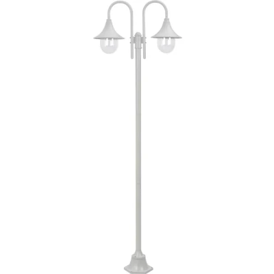 Afbeelding van Paalverlichting tuin E27 220 cm aluminium wit 2 delig