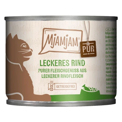 Afbeelding van 6x200g heerlijk puur rundvlees MjAMjAM kattenvoer nat