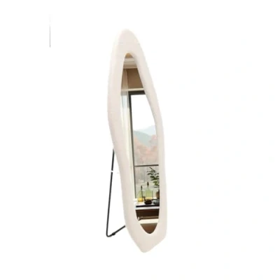 Afbeelding van SensaHome Gestoffeerde Staande Spiegel Shaped Passpiegel Suede Velvet 60x160 Teddy Wit