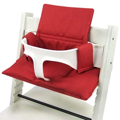 Afbeelding van Bambiniwelt Reserveovertrek, overtrek, zitkussen, kussenset, stoelverkleiner, compatibel met STOKKE Tripp Trapp voor hoge stoel, kinderstoel, ORG. MELIERT (gemêleerd rood ORG.)
