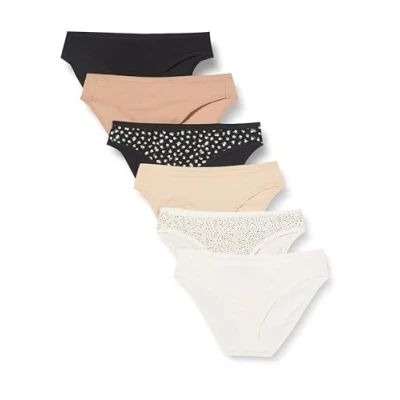 Afbeelding van Amazon Essentials Women&#039;s Katoenen onderbroek in bikinimodel (verkrijgbaar grote maten), Pack of 6, Bloemig/Veelkleurig, 46