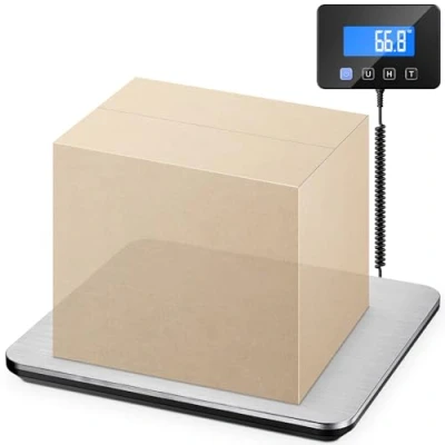 Afbeelding van Pakketweegschaal, Hoge Precisie Platform Schaal 200kg/10g, Roestvrij staal Postschaal met Hold/Tara Functie, Wandgemonteerde LCD Display, inclusief batterijen, Type C, voor pakketten, Bagage