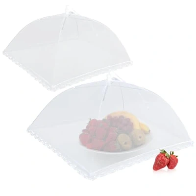 Afbeelding van COM FOUR® 2x Vliegenafdekking Afdekking voor voedsel voedsel, eten, fruit &amp; vliegenafdekkingen 44 cm (02 stuks wit)