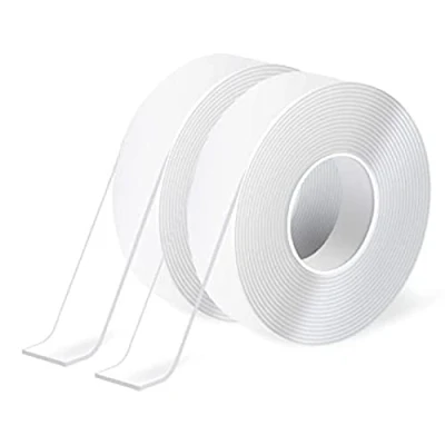 Afbeelding van Art3d Dubbelzijdig nano plakband 2 rollen à 300 cm multifunctionele schuimrubberen tape voor tapijten het opplakken van voorwerpen fotolijsten wandbevestiging knutselwerk