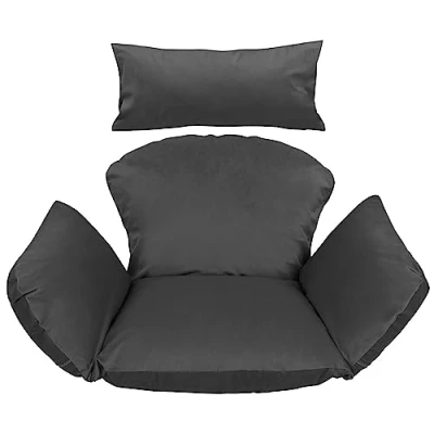Afbeelding van Hangstoelkussen van Velour, Opknoping Ei Hangstoel kussen, kussen voor polyrotan hangschommel, schommelmand rugkussen teraas en tuin, Stoel Pad hangschommel Grey grafiet [114]