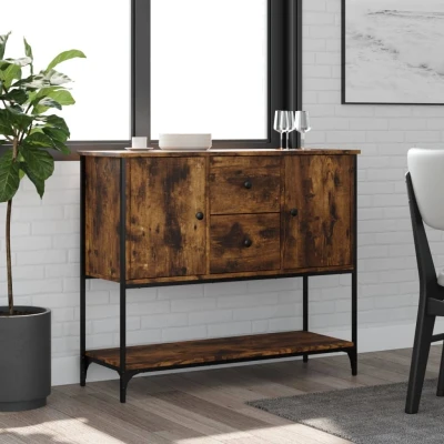 Afbeelding van Dressoir 100x36x85 cm bewerkt hout gerookt eikenkleurig