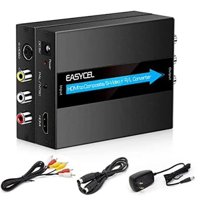Afbeelding van EASYCEL HDMI naar S Video RCA converter met en kabel, Svideo adapter, Composite AV CVBS converter, composietadapter (aluminium)