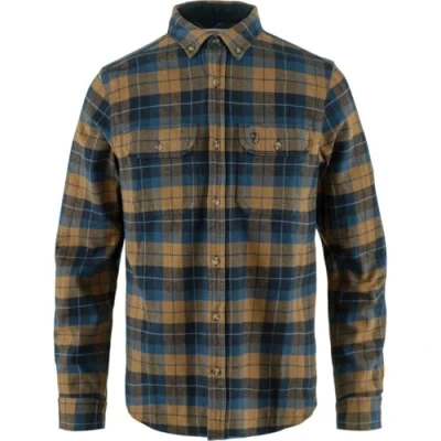 Afbeelding van Fjällräven Singi Heavy Flannel Shirt M Dark navy buckwheat brown Outdoor Kleding Fleeces en Truien Overhemd lange mouw