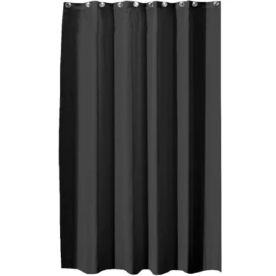 Afbeelding van iDesign douchegordijn, polyester waterdicht met versterkte zoom, wasbaar badgordijn, afmeting 180,0 cm x 200,0 cm, zwart