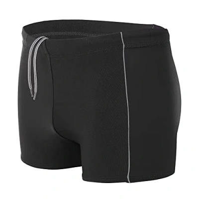 Afbeelding van Aquarti Heren Zwembroek Kort met Contrasterende Biezen, Zwart/Grijs, 5XL