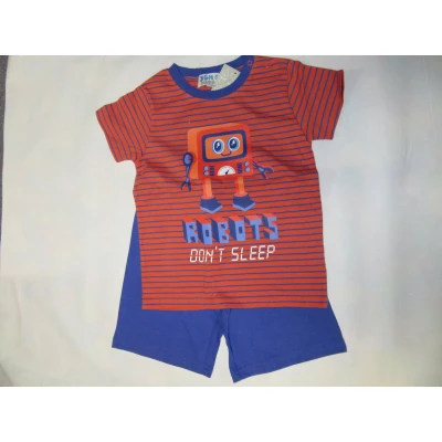Afbeelding van Wiplala Jen &amp; James Zomer pyjama Jongen Robot Orange/ blauw . 3 jaar 98