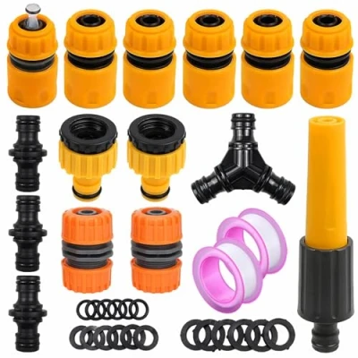 Afbeelding van Tuinslang aansluitset, slangkoppeling 1/2 Inch versterkte accessoires, snelkoppeling, lekvrij voor tuinslang, kraan met schroefdraad