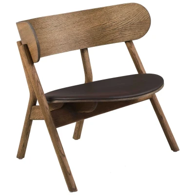 Afbeelding van Northern Oaki loungestoel leren zitting Gerookt eikenhout