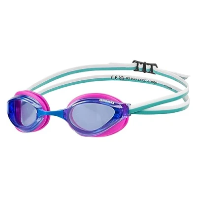 Afbeelding van Arena Unisex Python Racing Zwembril voor Mannen en Vrouwen Anti Fog Niet Spiegel Lens Max Comfort Dual Strap, Blauw/Fuchsia/Water