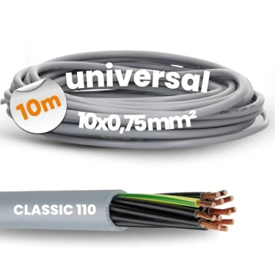 Afbeelding van 10 meter Lapp 1119110 Ölflex Classic 110 PVC stuurstroomkabel 10x0,75 mm² met groen gele aardgeleider 10G0,75 I aderig kabel