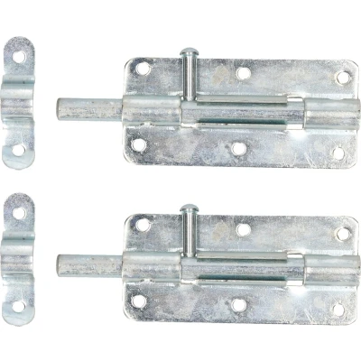 Afbeelding van Deltafix schuifslot/plaatgrendel 2x 10 x 5cm verzinkt staal deur schutting hek Grendels