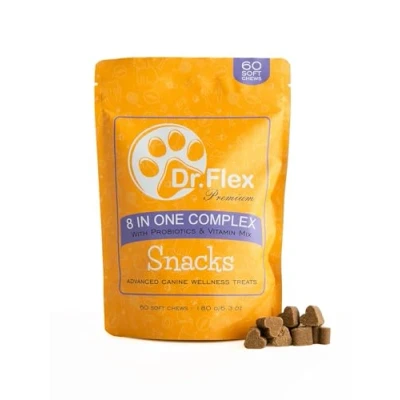 Afbeelding van Dr. Flex 8 in 1 multivitaminen voor honden 60 soft chews met probiotica, vitaminen, zalmolie, MSM en chondroïtine ondersteuning spijsvertering, immuniteit beweeglijkheid van de