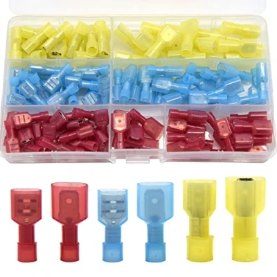 Afbeelding van Hocansen 110 stuks/55 paar spade mannelijk en vrouwelijk nylon krimpverbinders volledig geïsoleerd Quick Disconnect elektrische krimpklemmen (NS/kleur)
