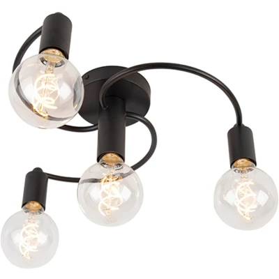 Afbeelding van QAZQA Art deco plafondlamp zwart 4 lichts Facil