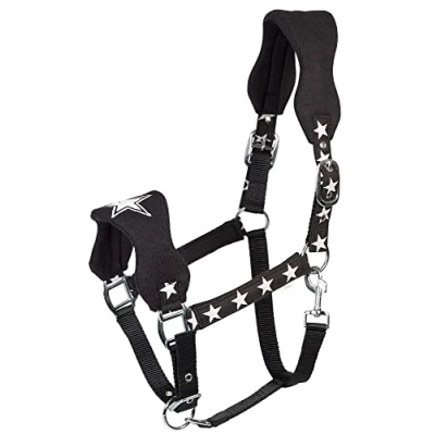 Afbeelding van PFIFF 102554 Halster sterretje, kunststof polarfleece borduurbaar, zwart, pony