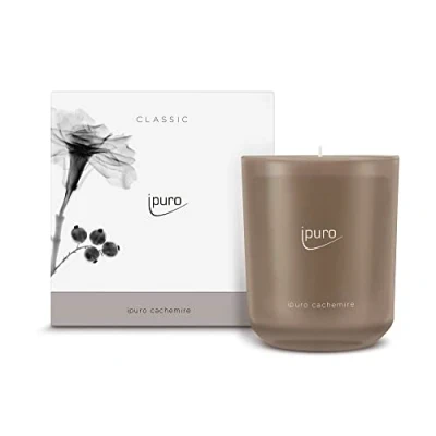 Afbeelding van Ipuro Decoratieve cachemire geurkaars minimalistische geurkaarsen in glas 270 g intensieve met delicate roos en elegant cederhout voor een puristische geurbeleving