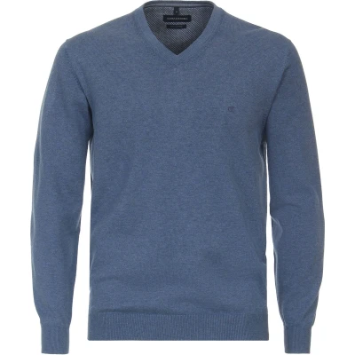 Afbeelding van Casa Moda Pullover V Hals Petrol Blauw Heren Maat 4XL Regular fit