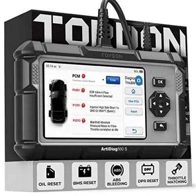 Afbeelding van TOPDON OBD2 Code Reader Scanner ArtiDiag500S, Motor/ABS/SRS/Transmissie Auto Diagnostic Tool, 5 Reset Services voor Olie/BMS/Bloeding/DPF/Gasklepaanpassing, Gratis levenslange upgrade, AutoVin