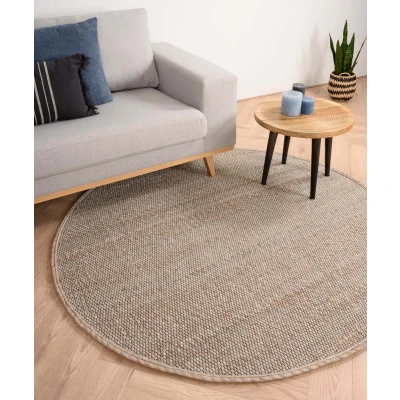 Afbeelding van Rond Wollen Vloerkleed Lett Beige/crème 300 Cm