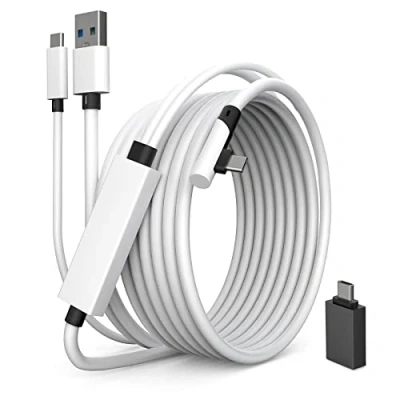 Afbeelding van Tiergrade 2 in 1 kabel compatibel met Oculus/Meta Quest 2, aparte USB C oplaadfunctie voor VR headset, 5 meter 3.0 naar type accessoires Steam VR/gaming pc