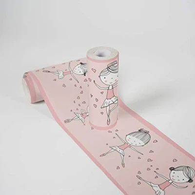 Afbeelding van DANSENDE BALLERINA BEHANGRAND Zelfklevend roze A.S. Création Only Borders 11