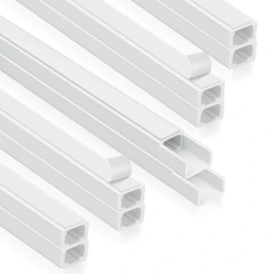 Afbeelding van Cozary kabelgoot, wit, zelfklevend, 400 mm x 15 10 mm, stuks schuimplakband, kabelorganizer voor montage aan de muur, bureau, kabelmanagement