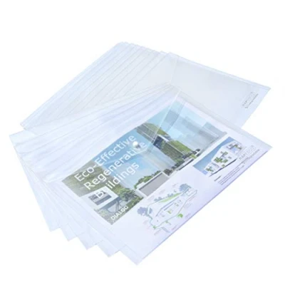Afbeelding van Rapesco 1042 ECO Documentenmappen met Drukknoop, A3, Transparant, Verpakking van 5