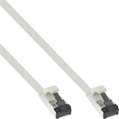 Afbeelding van U/FTP CAT8.1 40 Gigabit platte netwerkkabel met TPE mantel / wit LSZH 5 meter