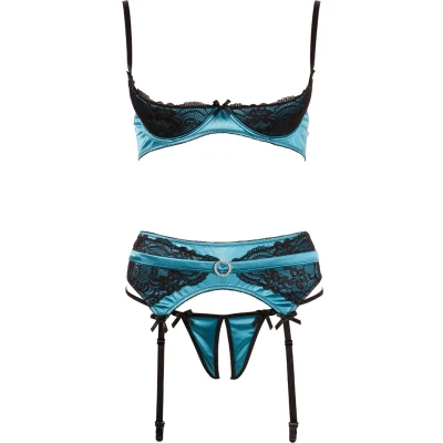 Afbeelding van Groen Zwarte Sexy Open Jarretelsetje Cottelli Collection
