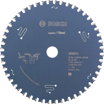 Afbeelding van Bosch Accessoires Cirkelzaagblad Expert for Steel 184X2,0X20X48T R F 2608643055