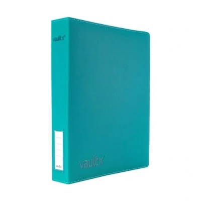 Afbeelding van Vault X Premium Exo Tec 3 Ring TCG bindmiddel voor 9 vakken verzamelkaartpagina&#039;s 30+ paginacapaciteit, gemakkelijk te openen, D ringclipbanden CCG fotokaarten (slank, groenblauw)