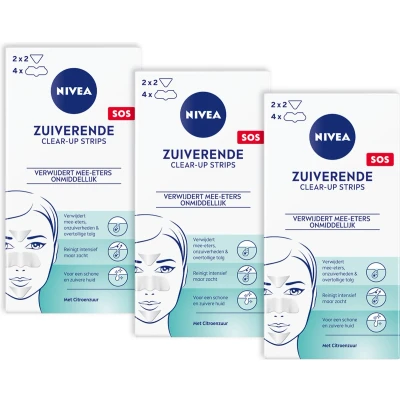 Afbeelding van NIVEA Zuiverende Clear Up Strips Poriënstrips Gezichtsreiniger Verrijkt met citroenzuur Diepe reiniging 8 stuks