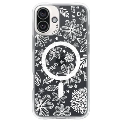 Afbeelding van CYRILL van Spigen UltraSheer Mag Patroon hoesje compatibel met iPhone 16 (2024) White Florals