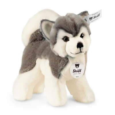Afbeelding van Steiff knuffeldier Bernie Husky 104985, schattig met kunststof ogen, kinderen, jongens en meisjes, pluche dier 17 cm, wit