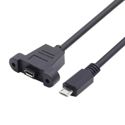 Afbeelding van cablecc Micro USB 5Pin Mannelijk naar Vrouwelijk Uitbreidingspaneel zet Type op Kabel met Schroeven 50cm