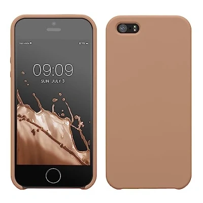 Afbeelding van kwmobile telefoonhoesje compatibel met Apple iPhone SE (1.Gen 2016) / 5 5S hoesje Zachte case voor smartphone Back cover in cappuccino