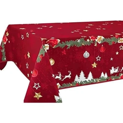 Afbeelding van Le linge de Jules Tafelkleed, polyester, rood, rechthoekig 150 x 300 cm