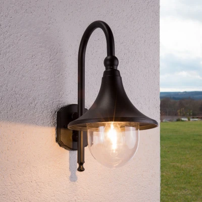 Afbeelding van Lindby Wandlamp buiten &#039;Daphne&#039; (modern) in Zwart uit aluminium tuin, muurlamp