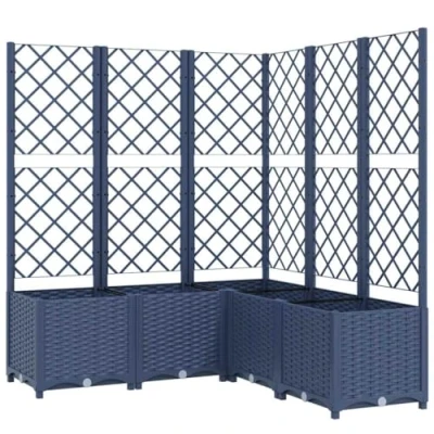 Afbeelding van vidaXL plantenbak met latwerk 120x120x136 cm polypropeen donkergrijs, planten bak, bloem bloembed, bloembak, bloemenperk,