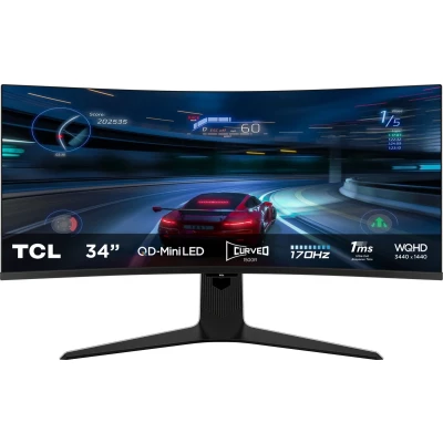Afbeelding van TCL 34R83Q Ultrawide QHD Mini LED Gaming Monitor QLED HDR1600 USB C 90w 34 inch