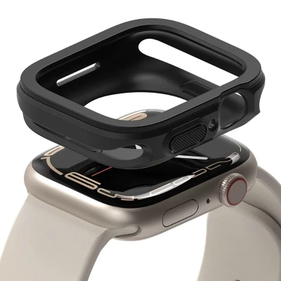 Afbeelding van Apple Watch 40 mm Hoes: Ringke Air Sports Case Shockproof/Valbescherming Bumper Zwart Siliconen En TPU (zacht) Smart Covers