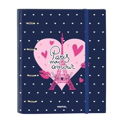 Afbeelding van Ringmap Safta Paris Roze Marineblauw 27 x 32 3.5 cm