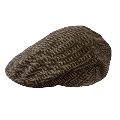 Afbeelding van TOSKATOK® Jongens, meisjes, kinderen, tweed platte pet, Braun Herringbone, 52/56 cm
