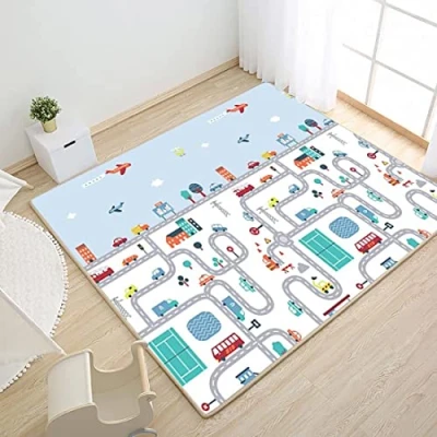 Afbeelding van Skrsila babyspeelmat, kruipmat, opvouwbare dubbelzijdig, speelbaar, XPE materiaal, niet giftig, waterdicht, antislip, BPA vrij, 120 x 180 0,5 cm