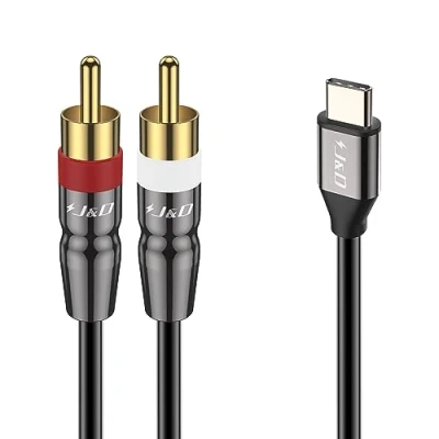 Afbeelding van J&amp;D USB C naar 2 RCA Kabel, Type 2RCA Mannelijke Audio Auxiliaire Stereosplitterkabel, Compatibel met Google Pixel 6/7/7 Pro, MacBook Telefoon, Tablets, Laptop, Meter
